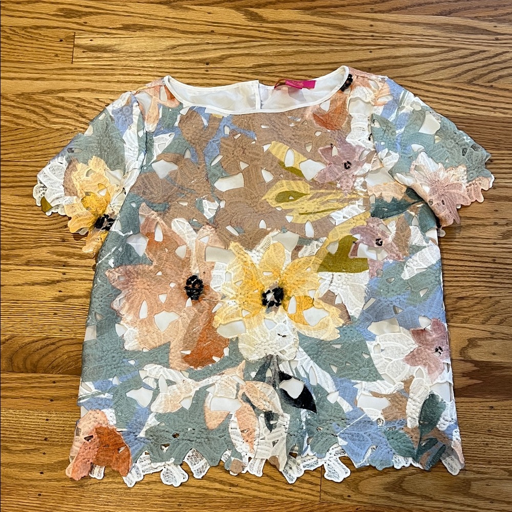 Catherines Multicolor Floral Lace Top